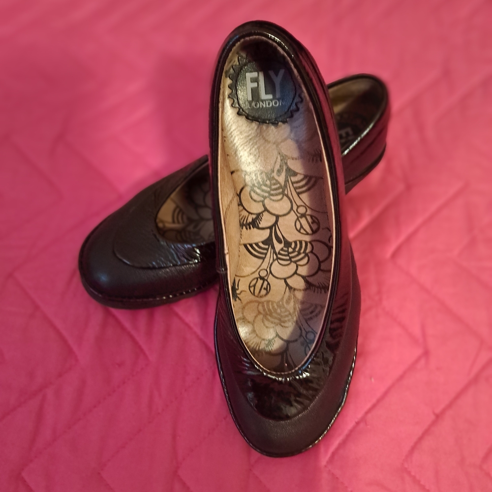 Fly London Black Patent Leather Flats